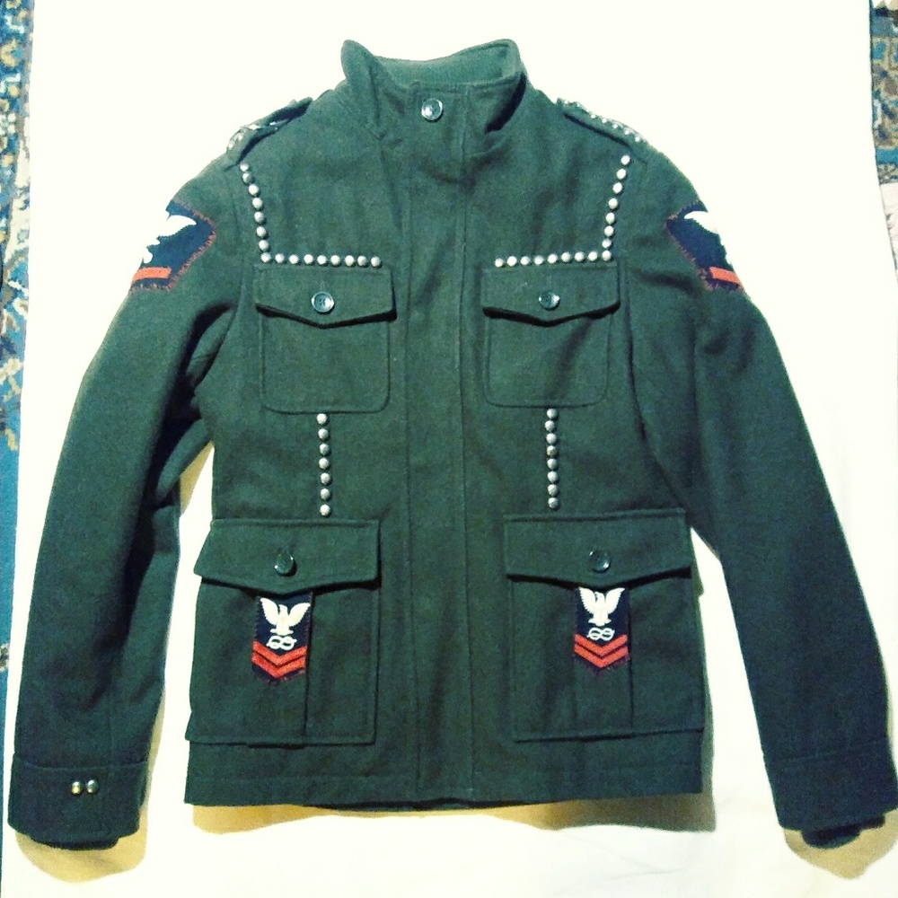 Wool  jacket w/Military patches